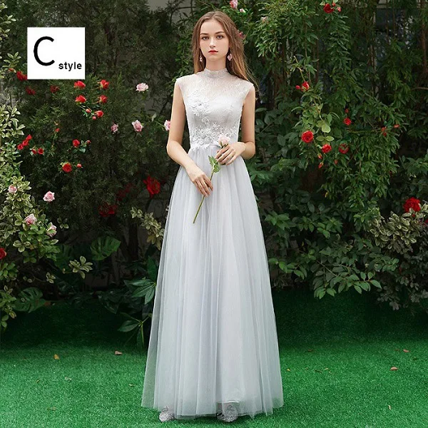 Gray Bridesmaid's Wedding Party Dresses Women Winter 2019