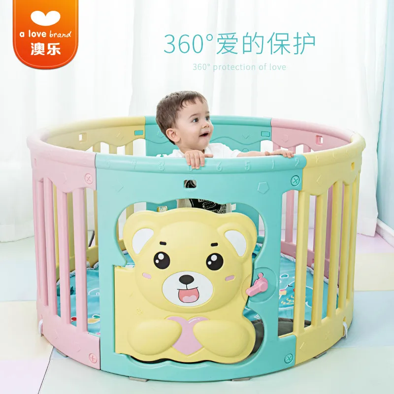 

AOLE Round Children's Play Fence Oval Fence Separated by Cold Moisture HDPE Material Can Add Round Crawling Mat