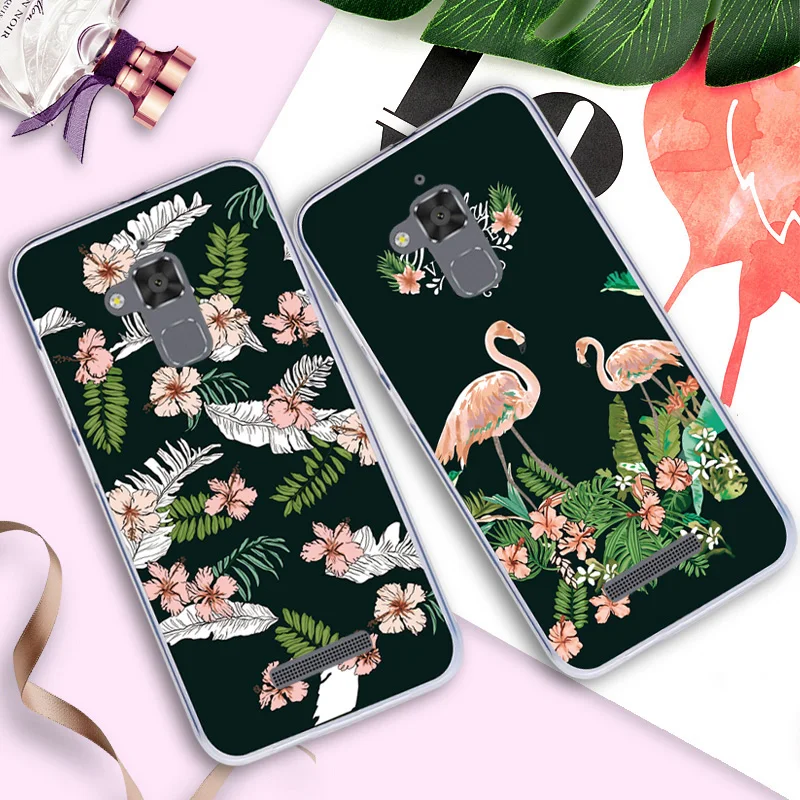 Cartoon case For Asus Zenfone 3 Max ZC520TL Back Cover Silicone Painted Flower Flamingo Fashion Phone Bags Protective Cases
