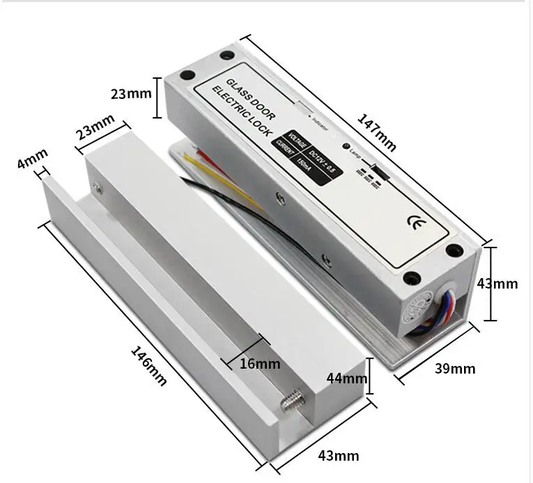 Замок-электрозащелка NC DC12V со стеклянной дверью Электрический откидной Болт замка Светодиодный индикатор для системы контроля доступа