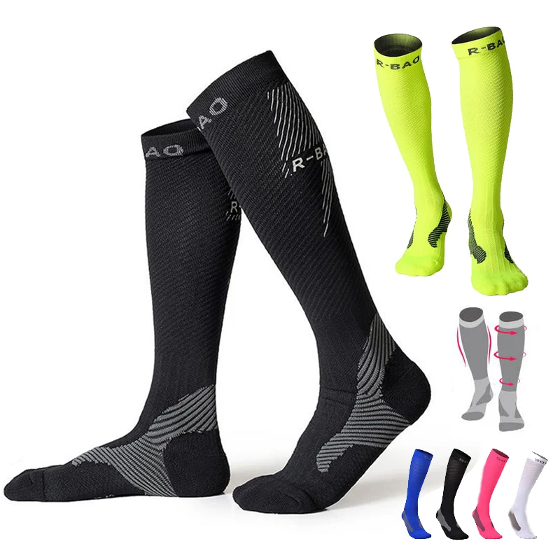 Compression Muscle Long Cycling Socks Running Marathon Stockings ...