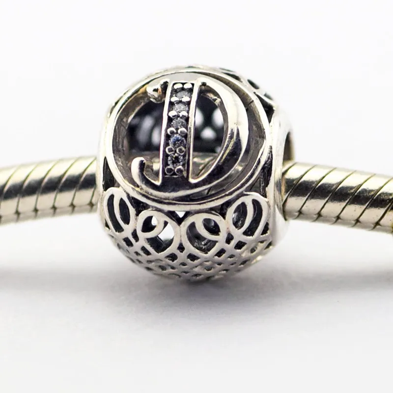 Fits for Pandora Charm bracelet letter D beads 100 925 sterling silver