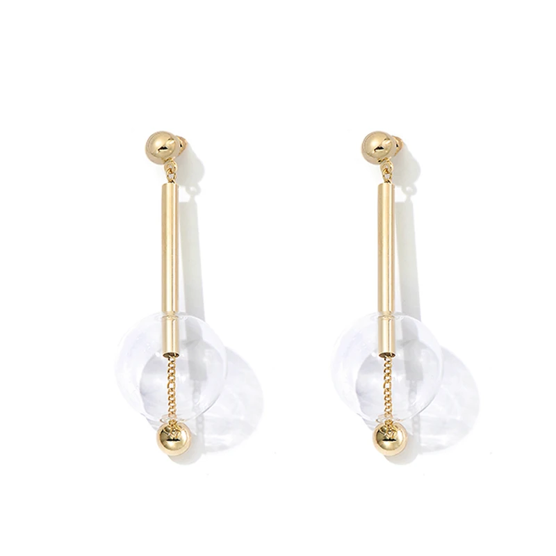 Unique Big Lamp Bulb Dangle Earrings For Women Original Design Charming Clear Glass Ball Drop Earrings Femme Bijoux