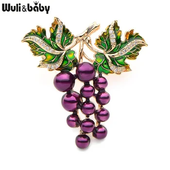 

Wuli&Baby Rhinestone Purple Enamel Grape Brooches For Women And Men Elegant Plants Banquet Weddings Party Brooch Gifts