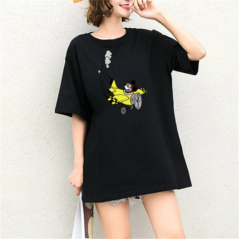 

2019 Tshirt Cute Mickey Mouse Cartoon Print Short Sleeve Harajuku Tops & Tees Fashion Casual Couple Sexy Cotton T Shirt Women