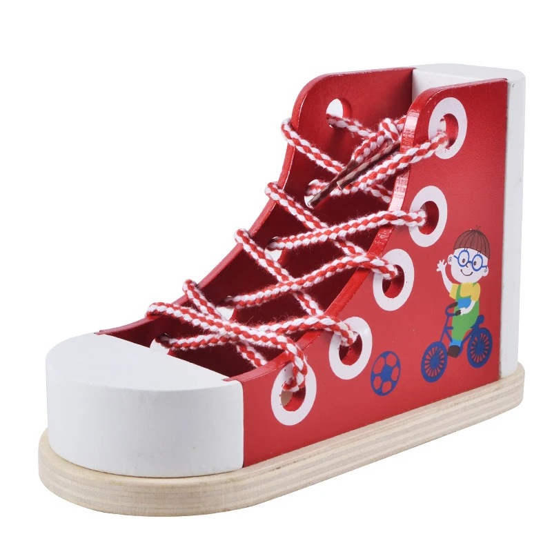 

Multi-purpose wooden shoes, kid's hand-eye coordination, children's life, common sense skills, wearing tie, early education
