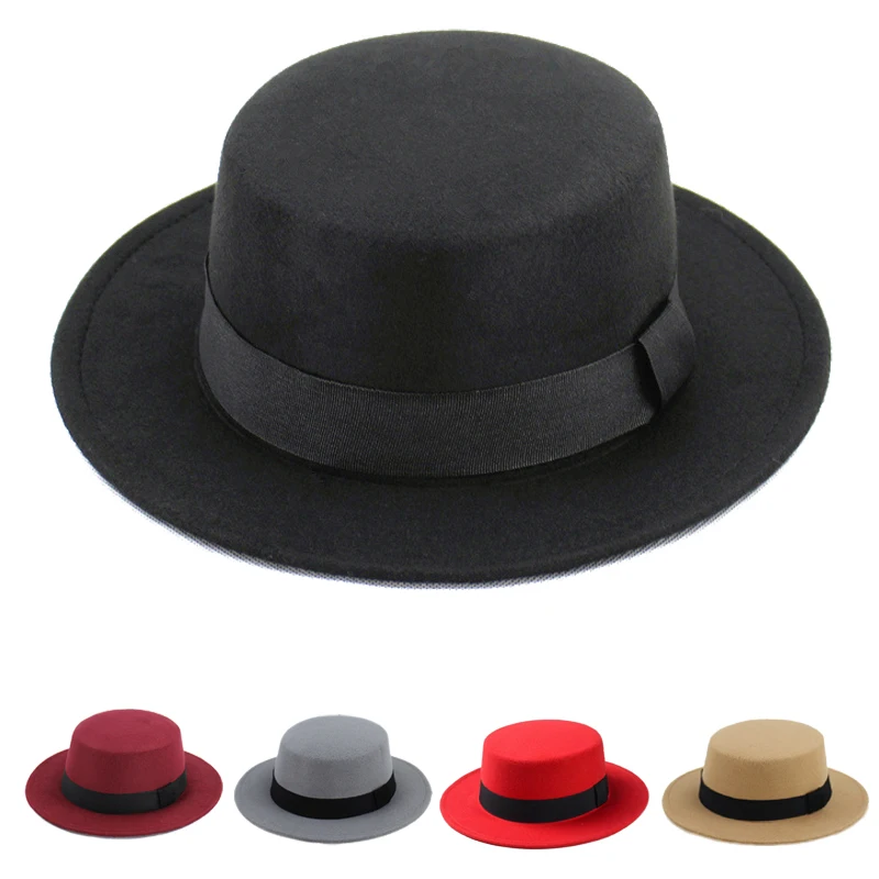 

Classic Retro Felt Bowler Fedoras Hat BREAKING BAD Hat for Men Women Trilby Cap Ribbon Pork Pie Hat
