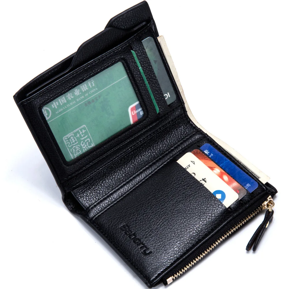 

Leather Rfid Wallet Short Slim Male Luxury Business Purses Money Clip Credit Card Dollar Price Portomonee Carteria