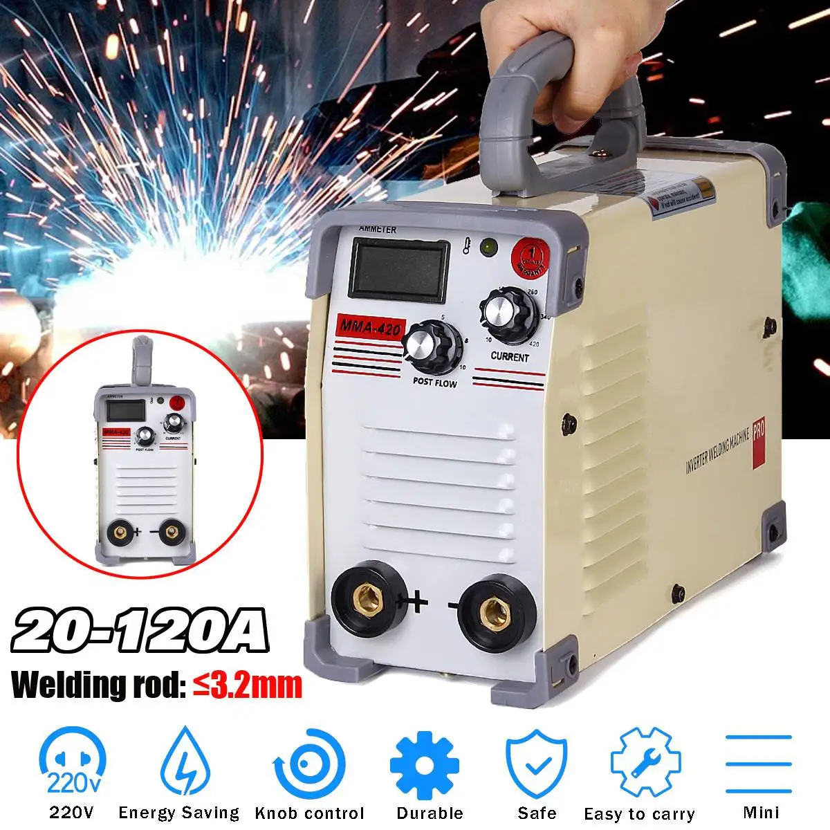 

NEW 220V AC Welding Machine 10-420A DC Inverter Handheld Mini MMA IGBT Inverter Mini Electric ARC Welders Machine Tool