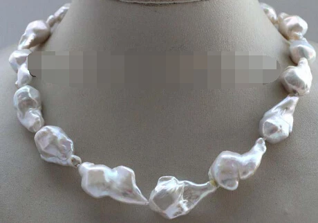 

Jewelr 005671 17.5" Genuine Natural White Baroque Reborn Keshi Pearl Necklace 14KGP