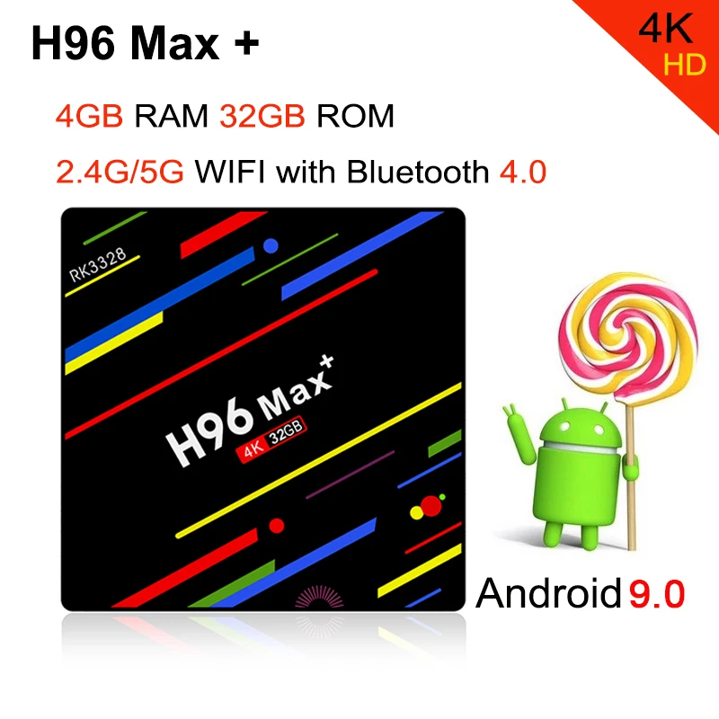 

H96 MAX Plus RK3328 Android 9.0 tv box quad core 4gb ram 32g/64g rom 2.4g/5g Wifi BT4.0 1080P 4K H.265 Smart set top box