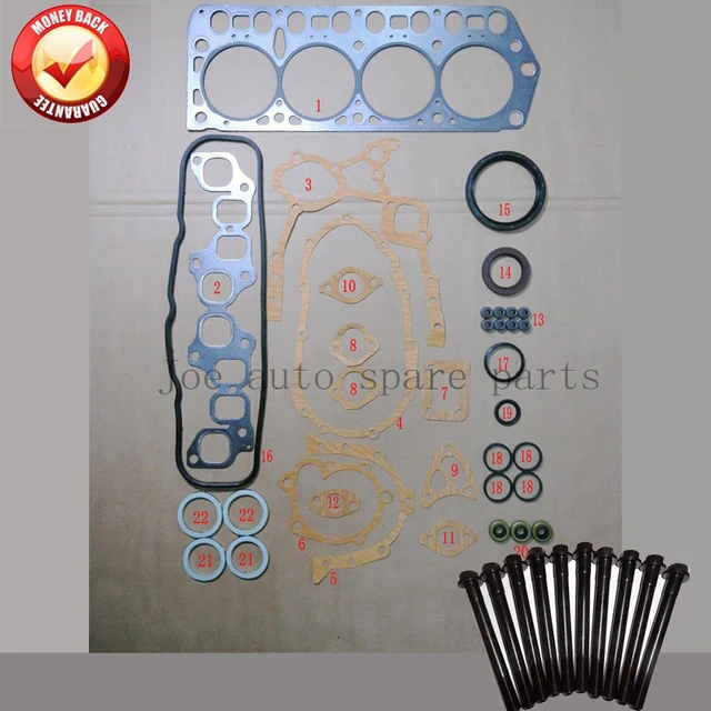 4Y 4YEC complete Full gasket set kit cylinder head bolt for Toyota