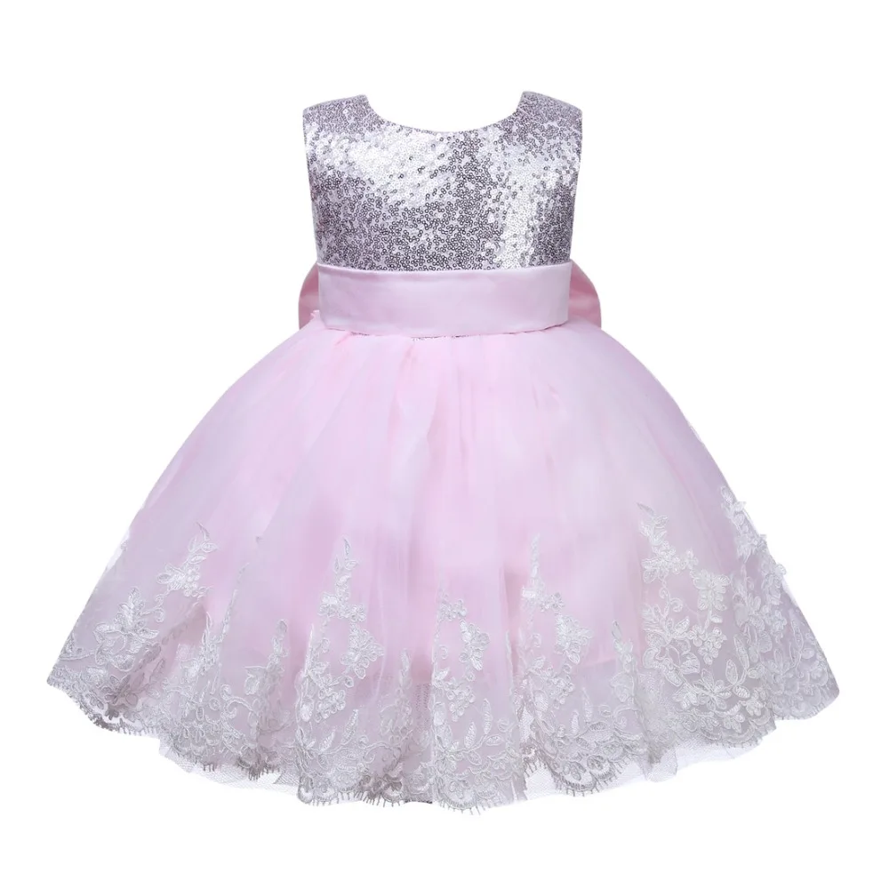 

Sequin Tulle Baby Girl Dress Baptism Dresses Big Bow 1st year birthday party wedding Christening Gown Baby Infant Clothing bebes