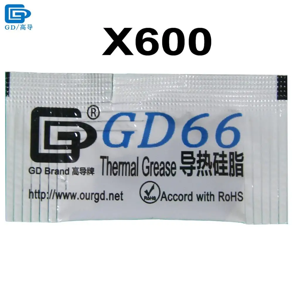 

GD66 Thermal Conductive Grease Paste Silicone Plaster Heat Sink Compound 600 Pieces Net Weight 0.5 Gram Gray For CPU Cooler MB05