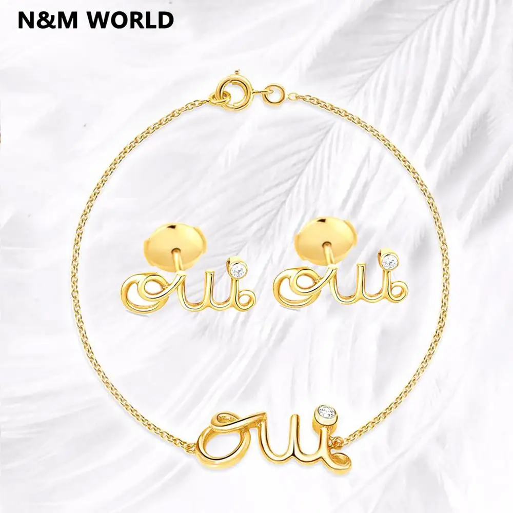

Brand 2019 Bracelet Earring Jewelry Set Cubic Zirconia Gold Color Bracelets Bangles sets For Women Jewelry
