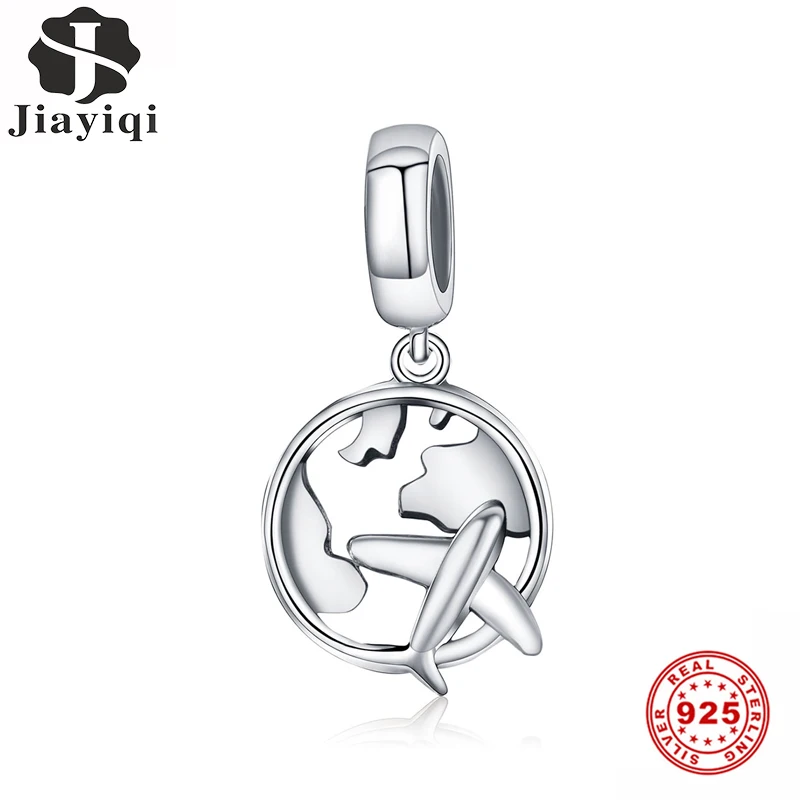 Jiayiqi 925 пробы серебро для путешествий по всему миру Подвеска "самолет" для изготовления браслета Ассорти DIY Браслеты Цепочки и ожерелья для Для женщин класса люкс, ювелирное изделие, подарок