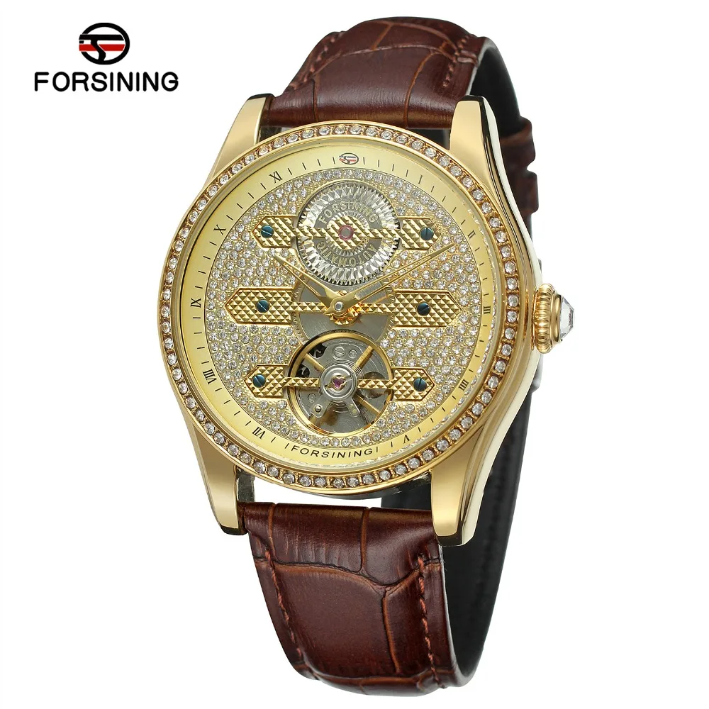 

FORSINING Men's Supper Quality Automatic Self-wind Genuine Leather Antique Analogue Military Wrist Watch with Stones FSG9419M3