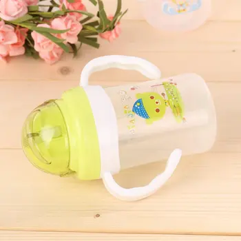 

Hot New Durable Baby Kids Straw Cup Drinking Bottle Sippy Cups With Handles Cute Design Feeding Bottle PP Plastic Learning Cups
