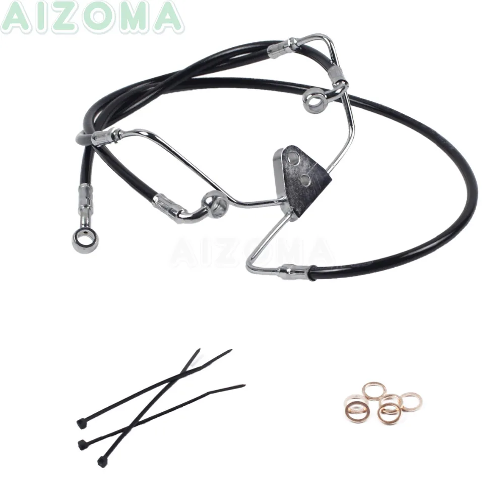 

Black/Sliver Motorcycle 10"-16" Handlebar Cables Brake Line Harness Kit Front +4" Extension For Harley Touring Without ABS Brake