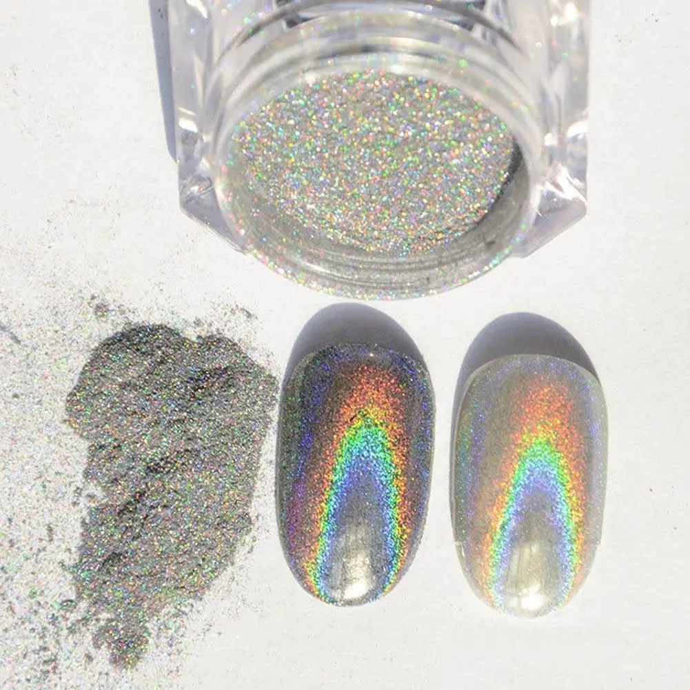 Hologram Silver Nail Art Powder Pigment Nail Glitter Dust Manicure