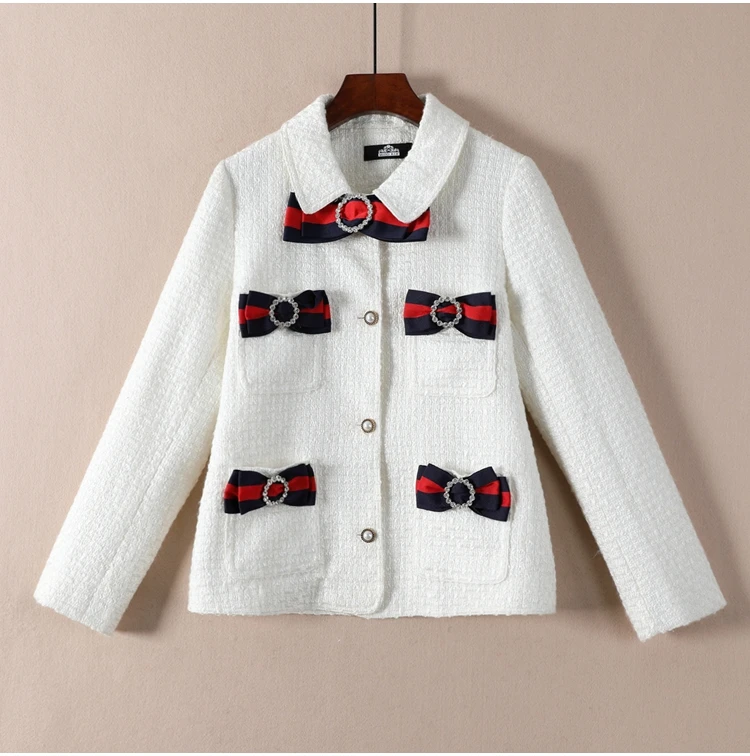 

New spring of 2019 54 003 lady set auger bowknot short coat lapels