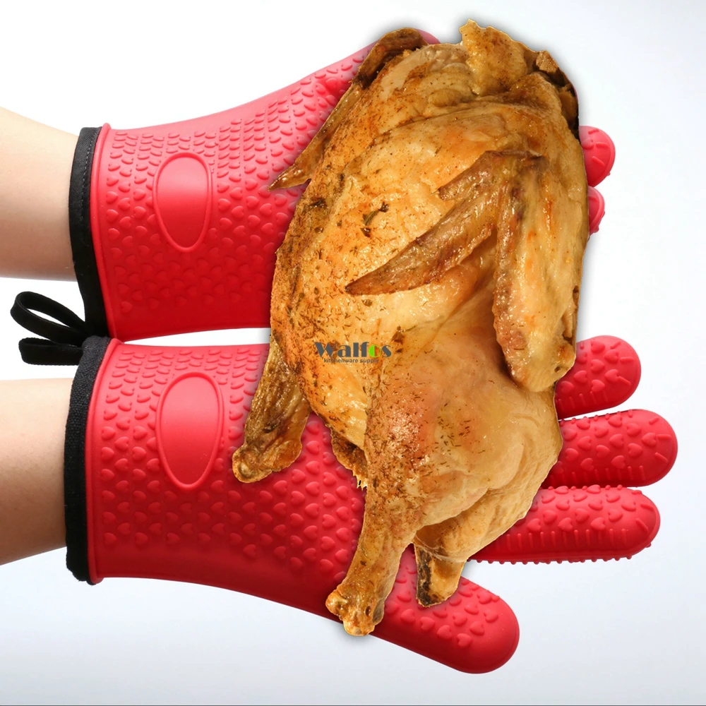 KITNEWER super thick two piece Heat Resistant Silicone Glove with cotton Cooking Baking BBQ Oven