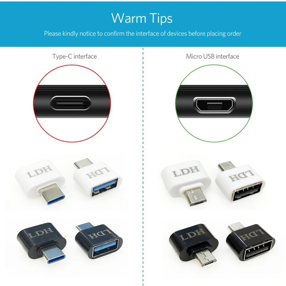 LDH Micro USB OTG к usb type c otg адаптер V8 коннектор конвертер для samsung huawei zte xiaomi lenovo lg Android