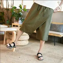 M-3XL Специальная цена летние тонкие мужские льняные пять Шорты прилив молодежи с эластичной талией прямые широкие брюки до колена шорты в полоску