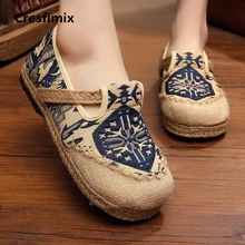 Cresfimix sapatos femininas/женская Повседневная весенне-летняя обувь без застежки на плоской платформе Женская милая Удобная конопляная обувь крутая обувь a2178