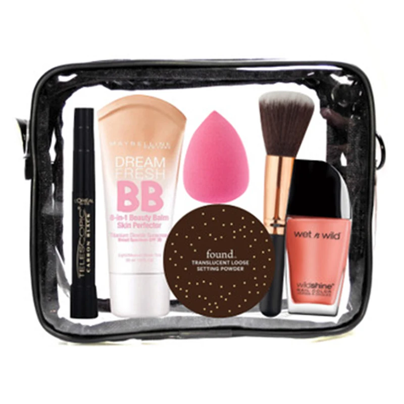 

Waterproof Transparent PVC Bath Cosmetic Bag Women Make Up Case Travel Zipper Makeup Beauty Wash Organizer Toiletry Storage Kit