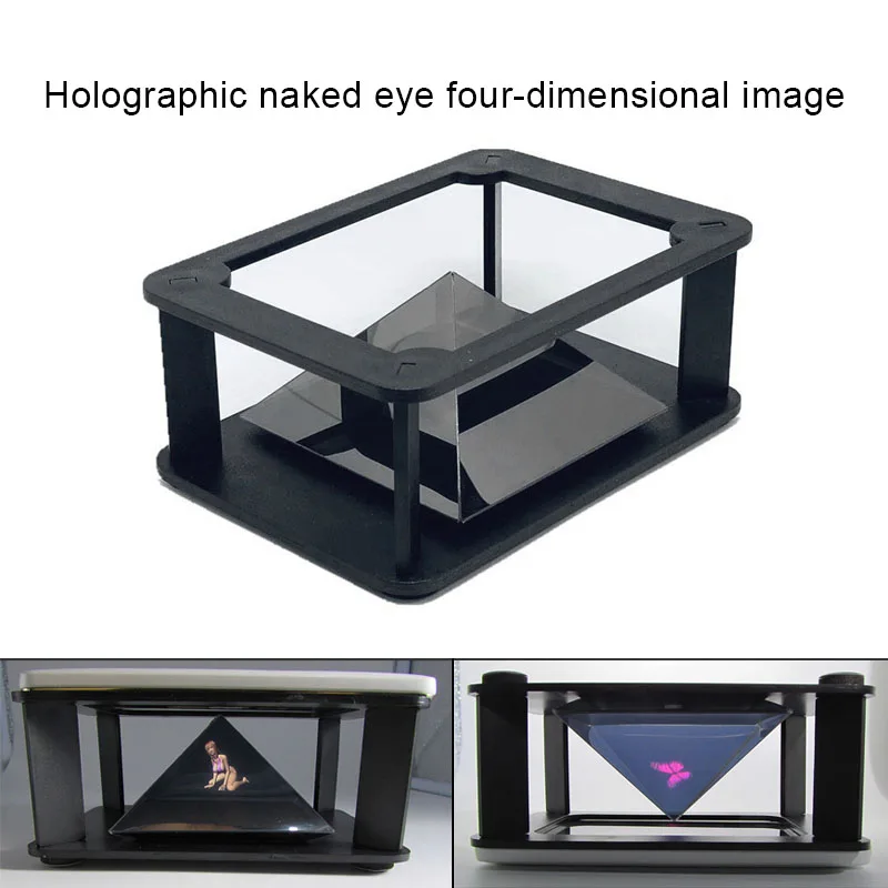 3D Holographic Projector Pyramid Four-dimensional Image Display Portable For Mobile Phone GDeals