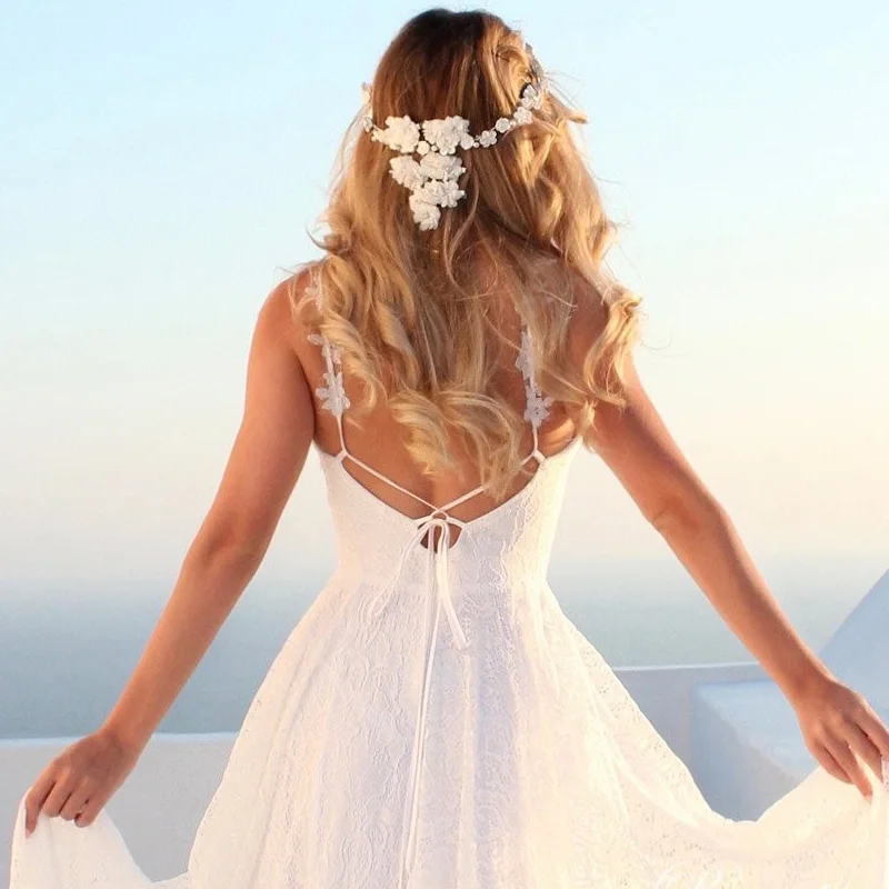 Винтажные кружевные пляжные свадебные платья Лори Vestidos De Casamento сексуальное свадебное платье с открытой спиной размера плюс свадебное платье