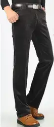 Зимние мужские стрейч толстые стиль среднего возраста и пожилых прямые повседневные брюки-ghb-D78