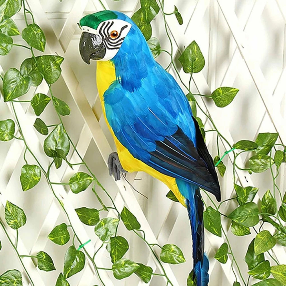 

2019 25/35cm Handmade Simulation Parrot Creative Feather Lawn Figurine Ornament Animal Bird Garden Bird Prop Decoration