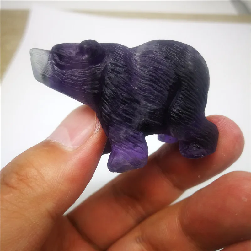 

Natural crystal animal fluorite bear energy healing