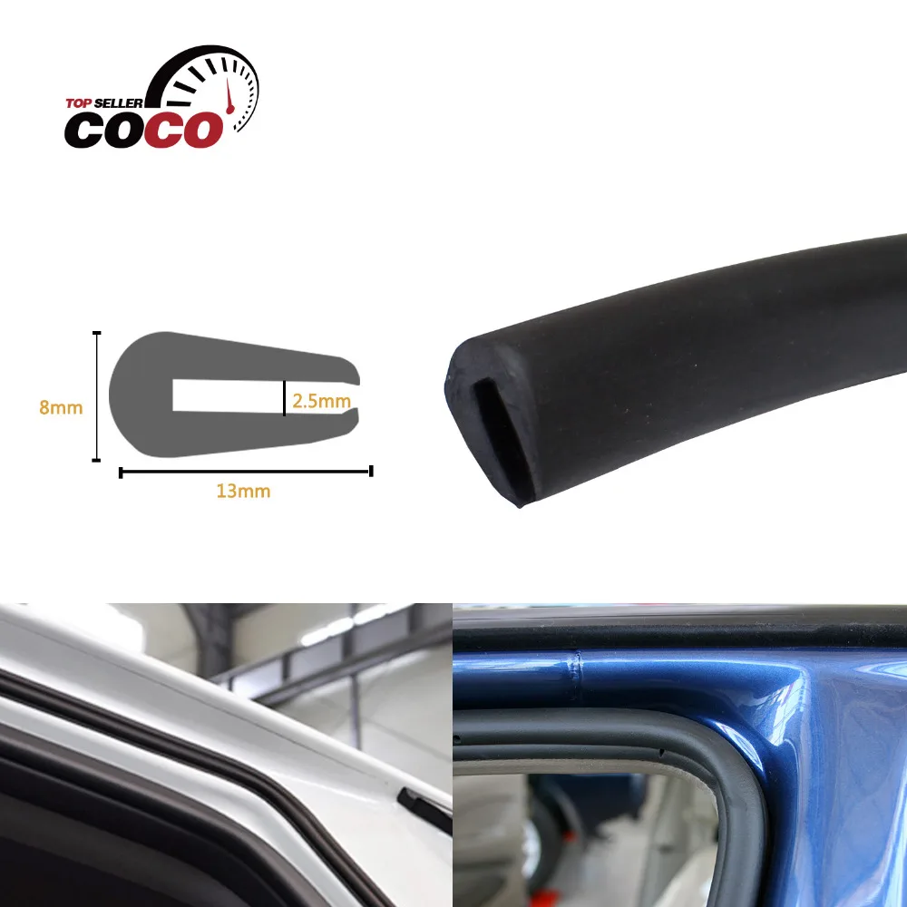 Negro Flexible Goma en u Canal Borde Junta Coche Embellecedor 1mm 2mm Material