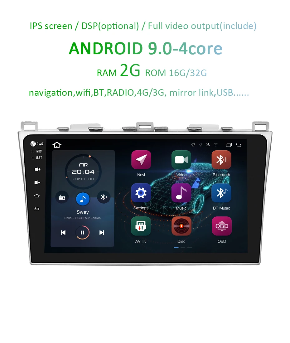 Flash Deal 10.1" IPS screen DSP 4G 64G Android 9.0 Car GPS For Mazda 6 2008-2015 STEREO PC support BOSE AUDIO system NO dvd player 3