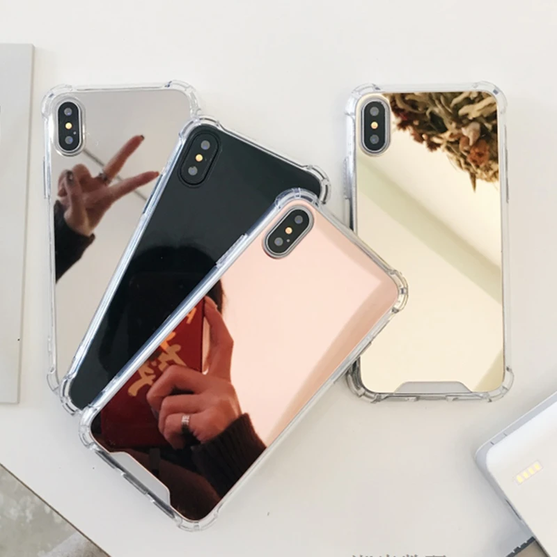 

High Quality Phone Case For iPhone 8 7 X 6s Plus 6 Plus 7 Plus 8 Plus Anti-shock Shockproof Mirror Cover TPU Case For iPhone XS