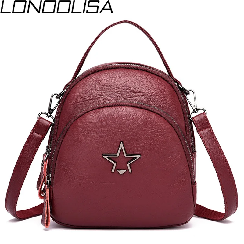 

LONOOLISA 3-In-1 Small Ladies Hand Bags For Women 2018 Back Pack Leather Luxury Handbags Women Bags Designer Crossbody Bag Sac