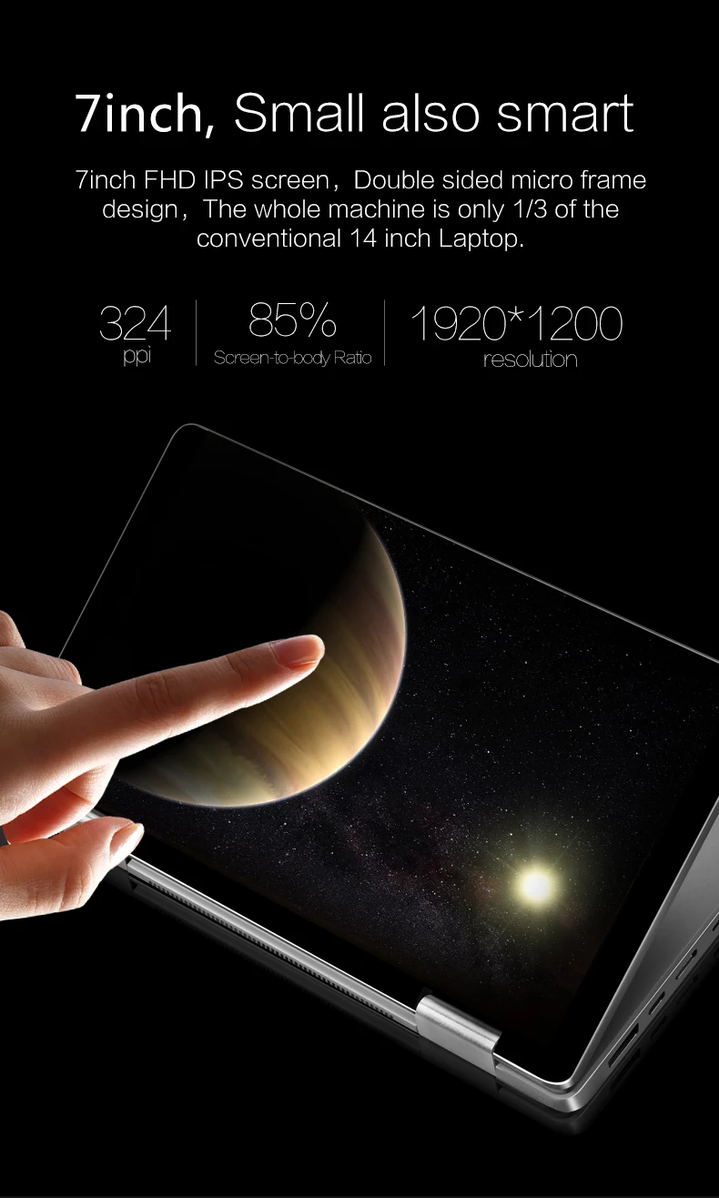 7 "ноутбук с ips сенсорный экран Intel Dual Core 8th Gen Процессор M3 8100Y 2in1 360 YOGA Tablet PC с распознавания отпечатков пальцев 8G + 256G