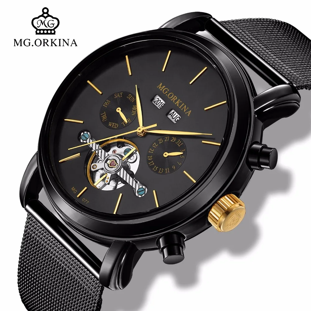 Топ люксовый бренд Orkina часы Мужские механические часы Роскошный турбийон автоматические механические часы из нержавеющей стали золотые часы
