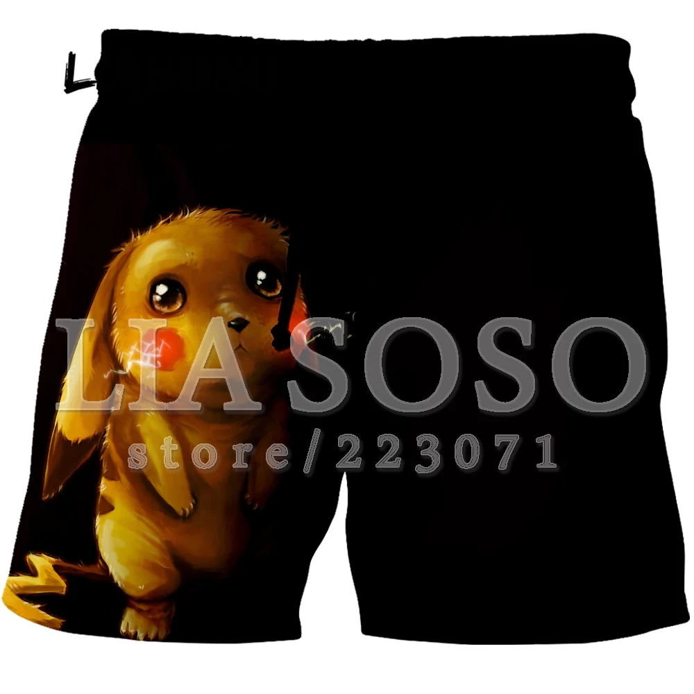 LIASOSO летняя обувь для мужчин и женщин Шорты 3D анимация Милый Пикачу цветной печати пляж Фитнес Мужская Шорты бренд clothingK005
