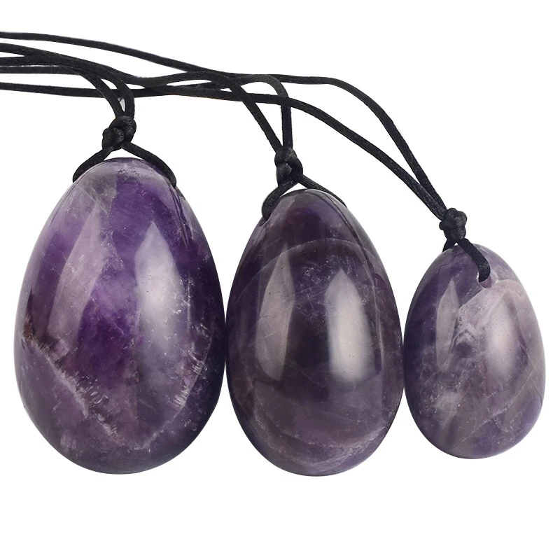 

3PCS Hot sale natural quartz crystal massage egg purple Amethyst eggs