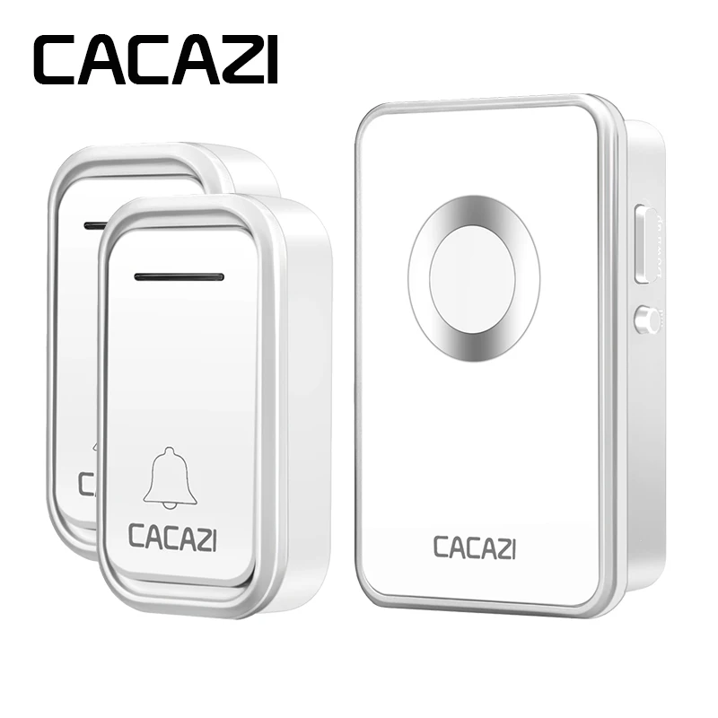 

CACAZI Wireless Doorbell Waterproof 300M Remote LED Light 2 Battery Button 1 Receiver Home Cordless DoorBell US EU UK Plug