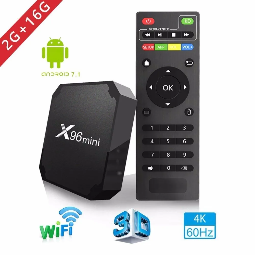 2018 X96 mini tv box WiFi android 7.1 2GB 16GB Amlogic 8GB S905W tvbox Quad Core WiFi Media Player X96mini smart Set-top tv Box