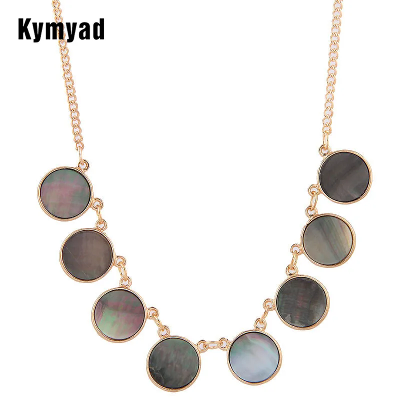 

Kymyad Vintage Choker Statement Necklace Women Bijoux Link Chain Shell Round Necklaces & Pendants Big Chunky Necklaces Colar