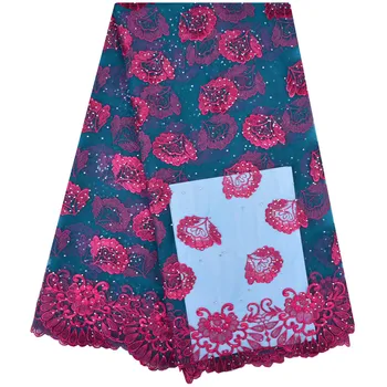 

Latest African Lace Fabric High Quality Lace Embroidery French Mesh With Beads Nigerian Lace Fabrics Material With Stones 1234B