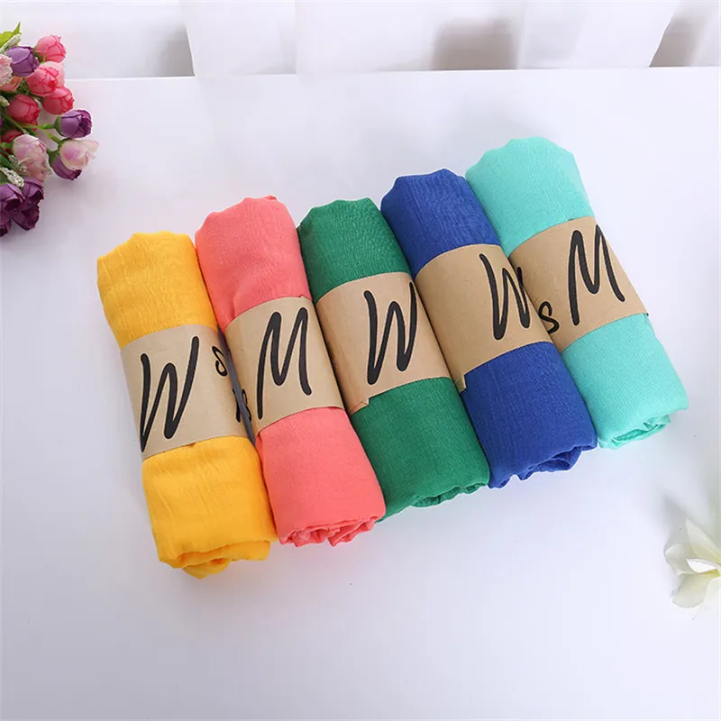 

Linen Scarves Solid Color Cape Shawl Ultra Muffler Scarf Candy Color Womens Scarves 50x180cm Female