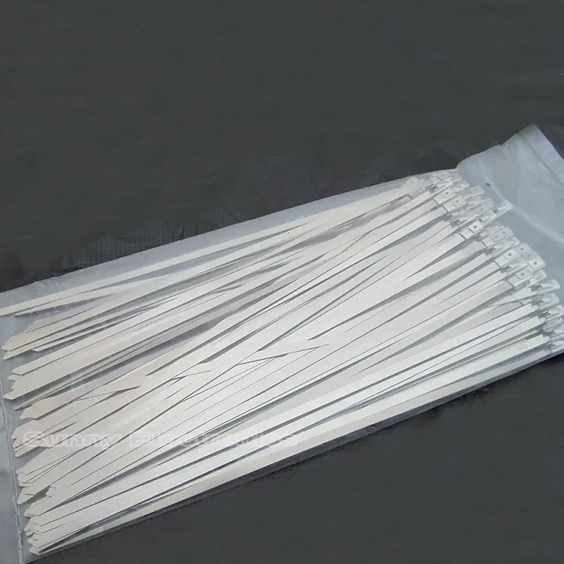 100pcs 11.8 Inches Stainless Steel Exhaust Tie Locking Cable Zip Ties #D 