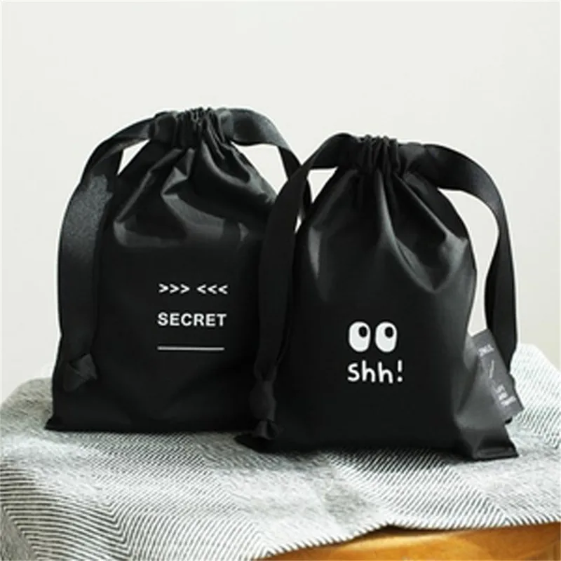 

Black Letter Waterproof Drawstring Makeup Bag Printed Cute School Drawstring Bag Disposable Diaper Cosmetic Bag